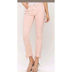 Vervet Los Angeles Jeans Powder Pink Frayed Hem Cropped Straight Women's 29 C202